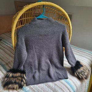 Saks Fifth Avenue Faux Fur Sleeve Sweater